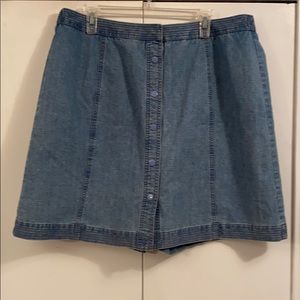Kate Hill Women Blue Jean Snap Front Skort